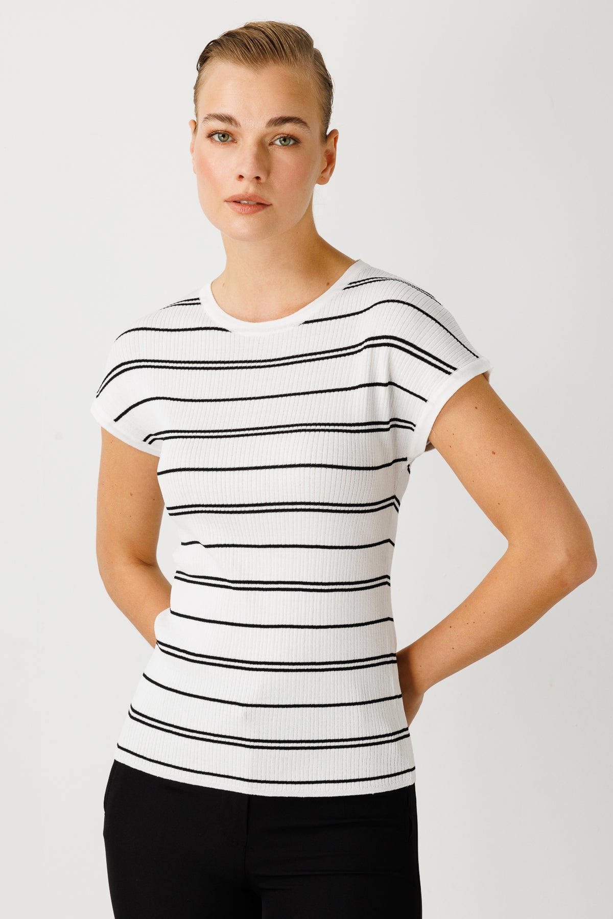 BASIC STRIPE BLOUSE ECRU