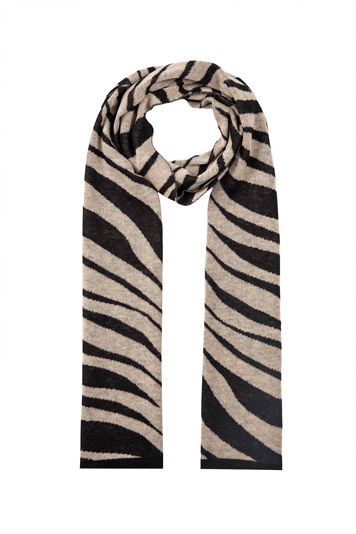 TIGER SHAWL BLACK-BEIGE