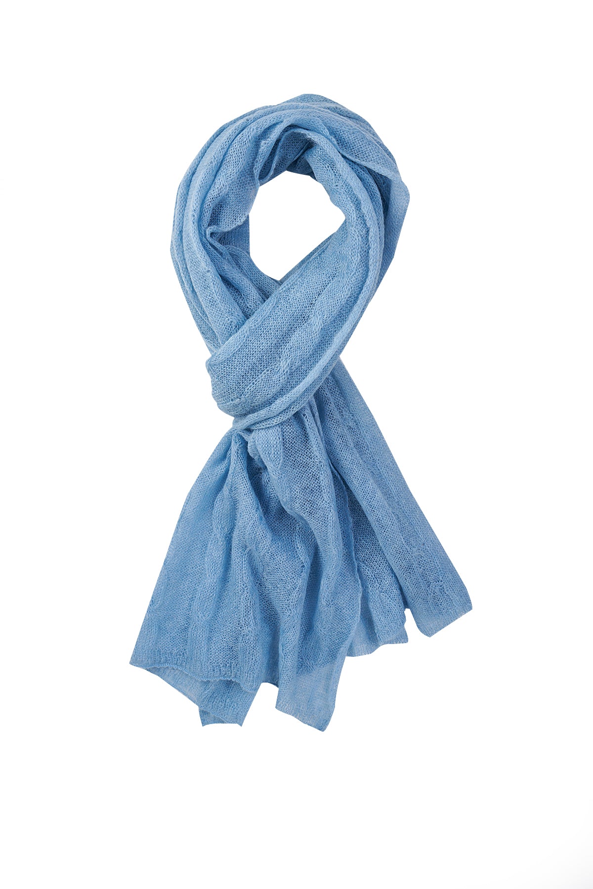 ANAHITA SCARF BLUE-CABLE KNIT