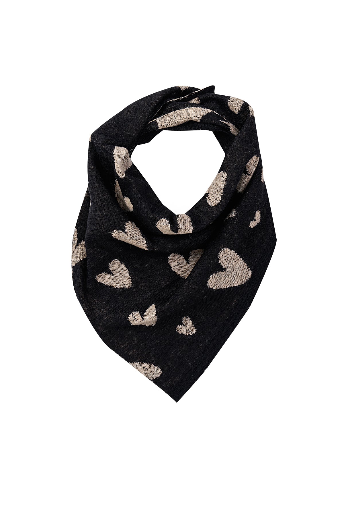 HEARTS SQUARE FOULARD BLACK-BEIGE