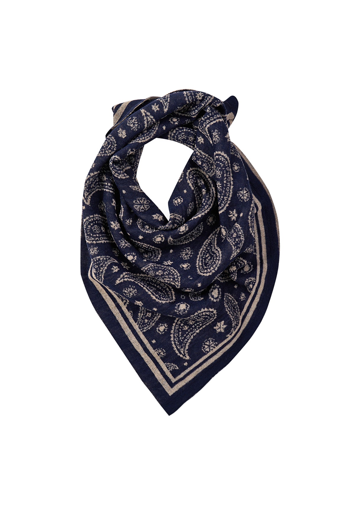 PATARA SQUARE FOULARD NAVY-BEIGE