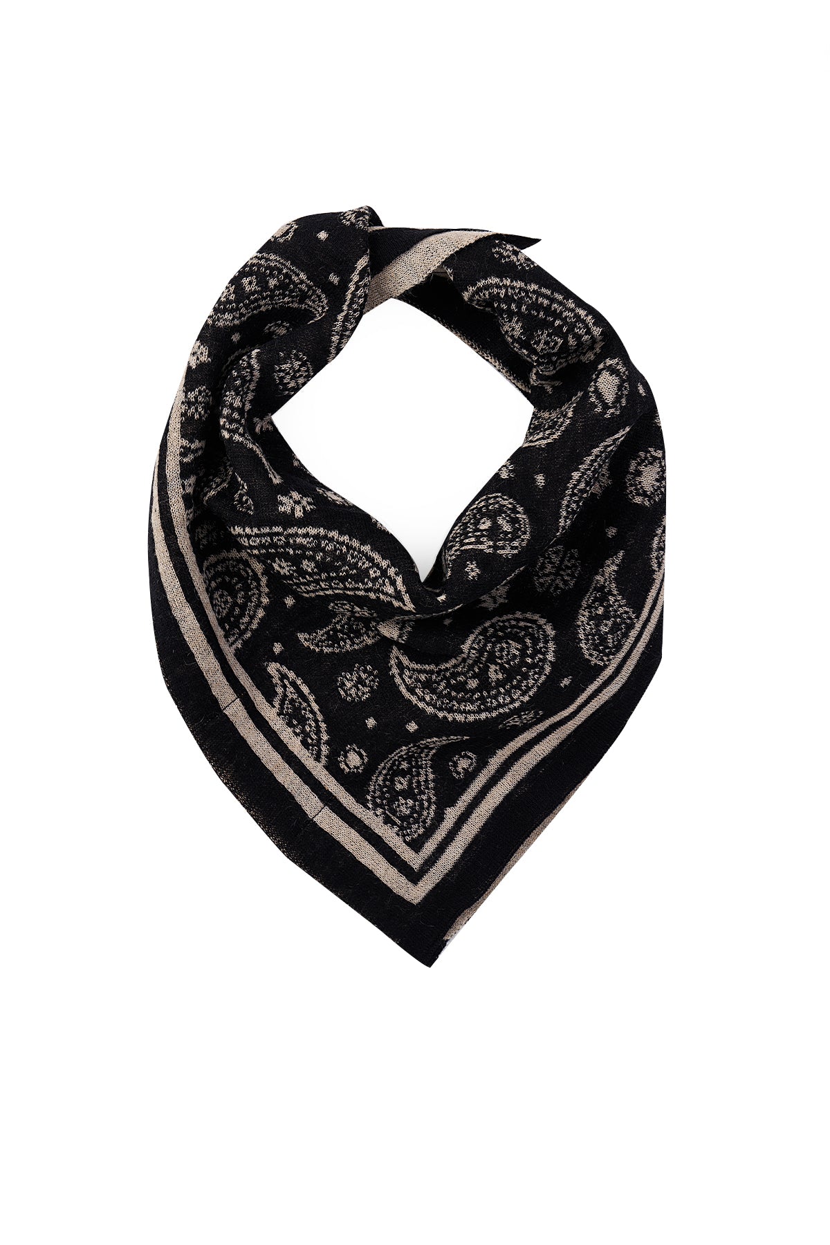 PATARA SQUARE FOULARD BLACK-BEIGE