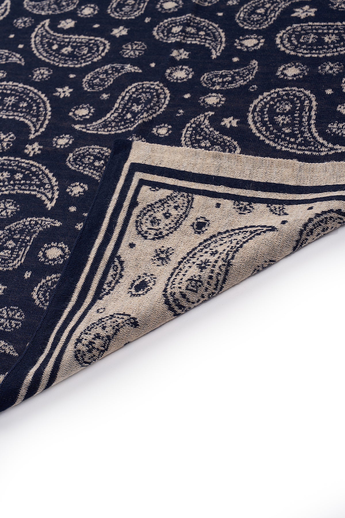 PATARA SQUARE FOULARD NAVY-BEIGE