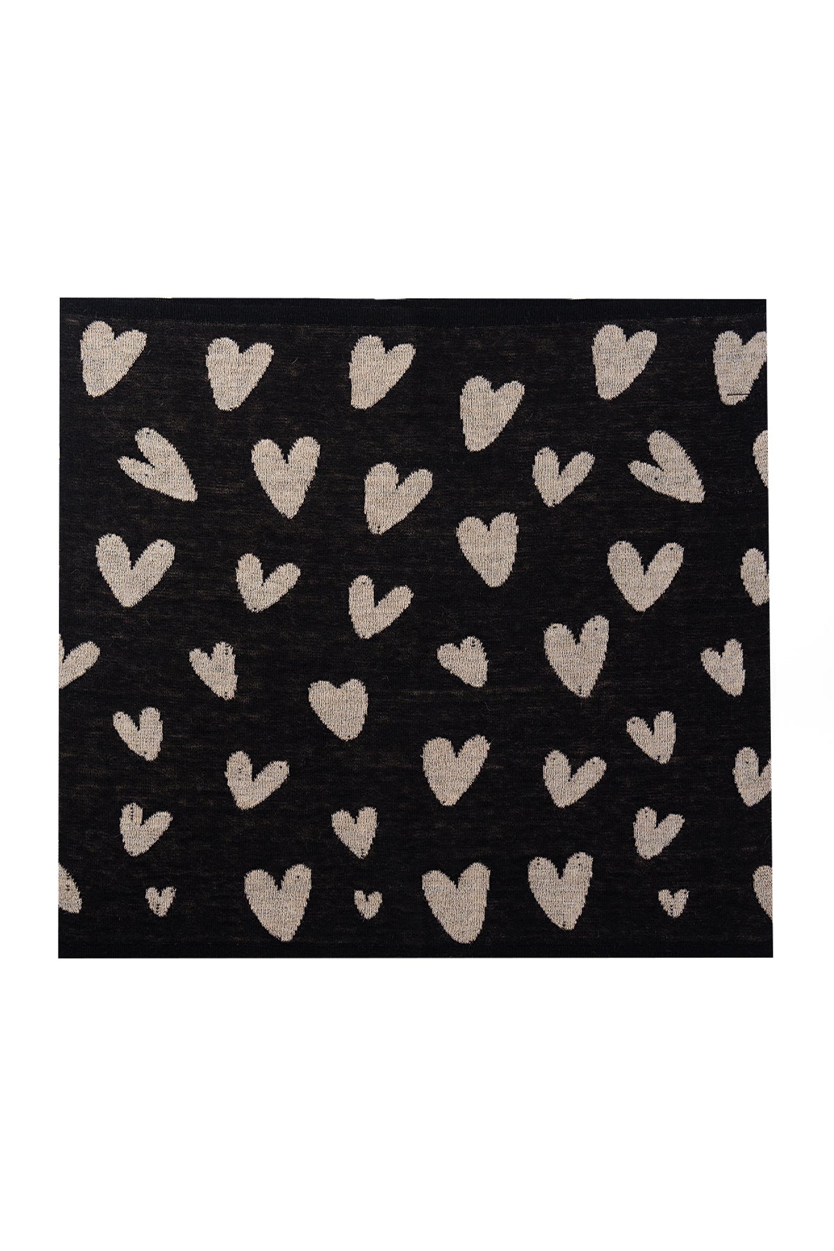 HEARTS SQUARE FOULARD BLACK-BEIGE