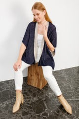 Angora Stole Navy-Beige