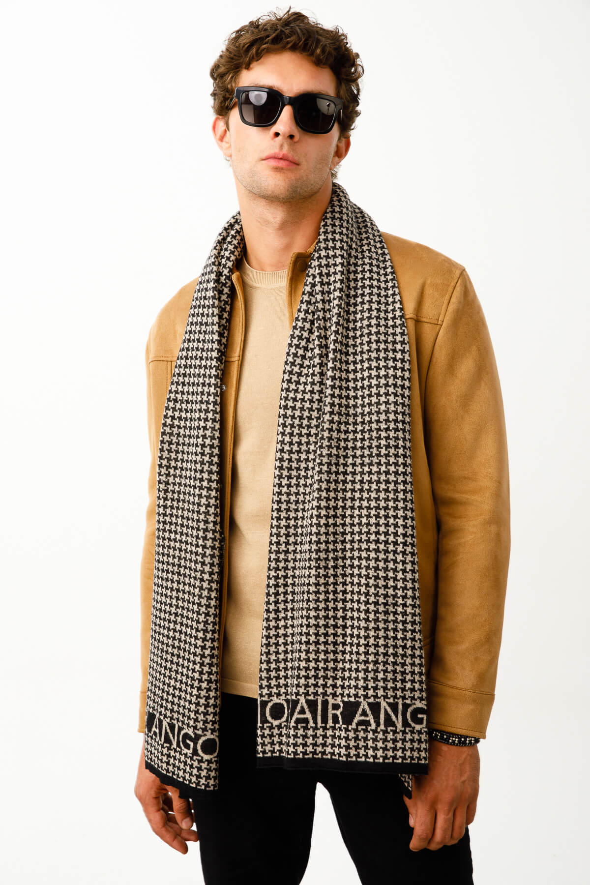 MEN GORDION SCARF BLACK-BEIGE